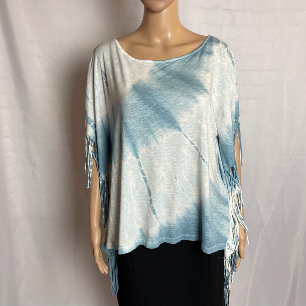 NWT New $88 Free People Movement Fringe Top Poncho Tie Dye Size S